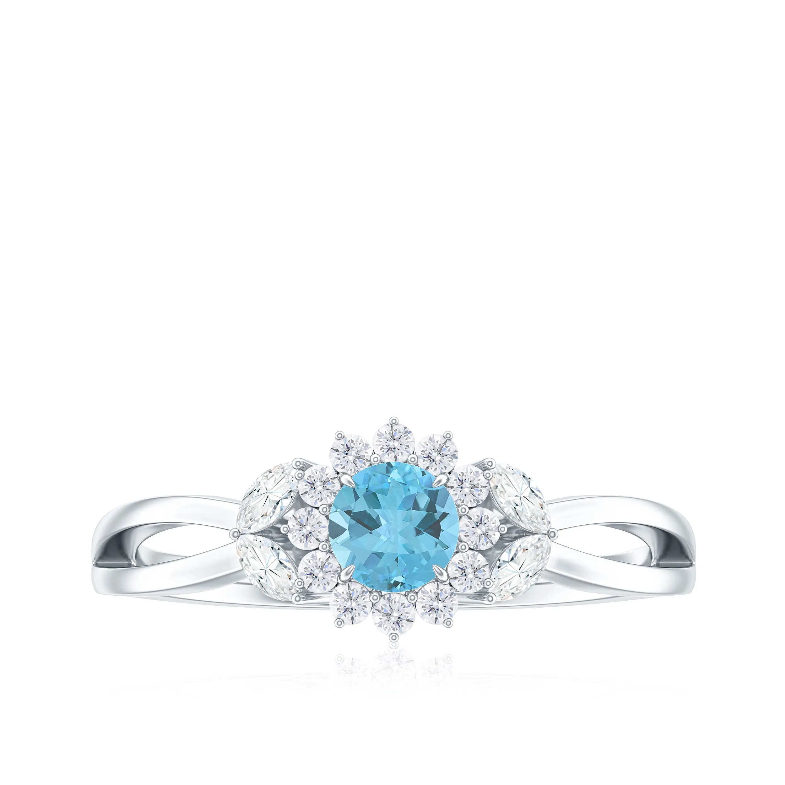 0.50 CT Swiss Blue Topaz Engagement Ring with Diamond