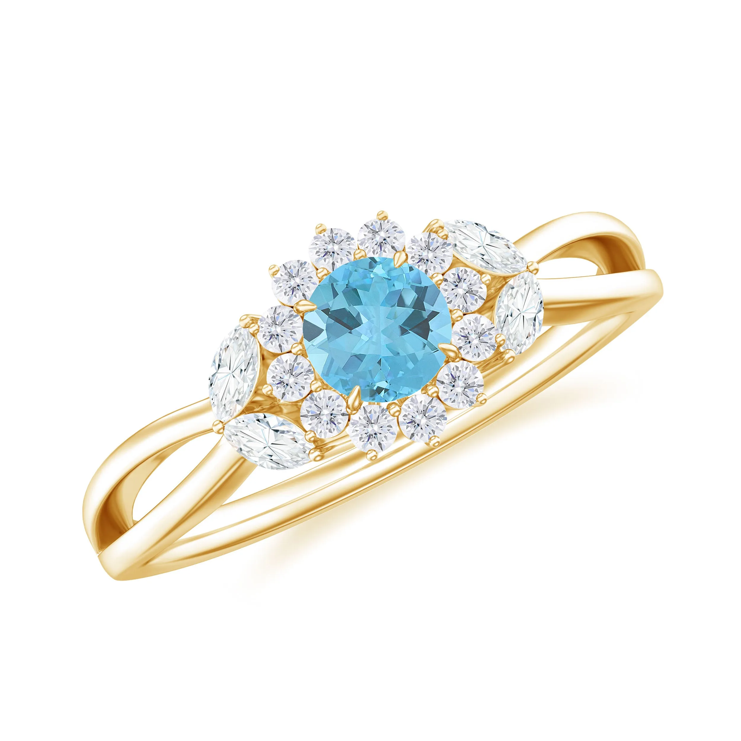 0.50 CT Swiss Blue Topaz Engagement Ring with Diamond