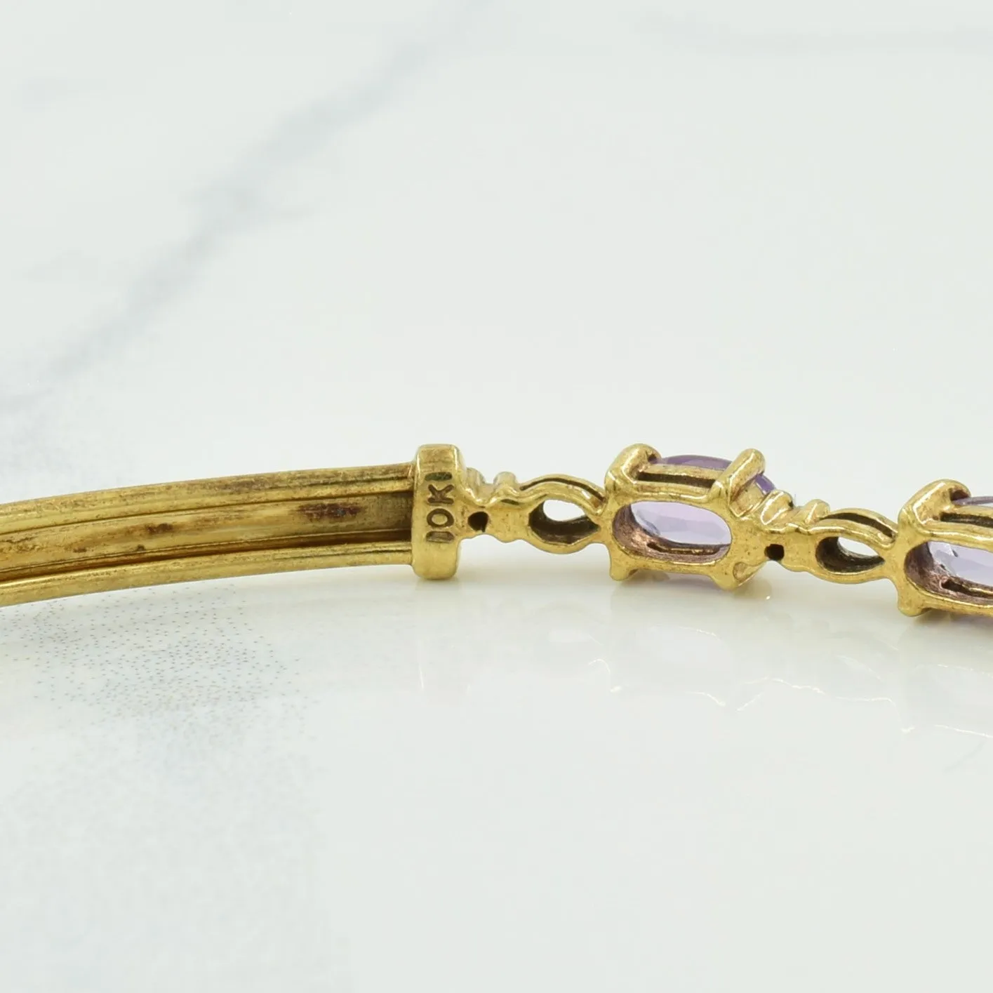 10k Yellow Gold Amethyst & Diamond Bracelet | 0.60ctw, 0.02ctw | 8" |