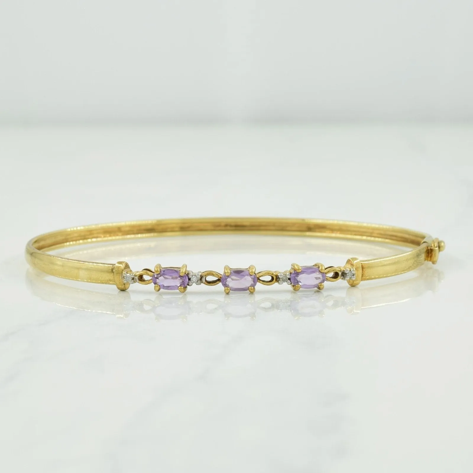 10k Yellow Gold Amethyst & Diamond Bracelet | 0.60ctw, 0.02ctw | 8" |