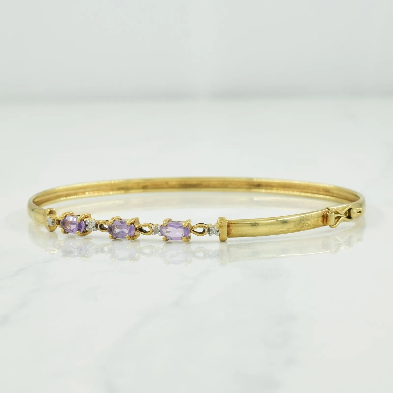 10k Yellow Gold Amethyst & Diamond Bracelet | 0.60ctw, 0.02ctw | 8" |