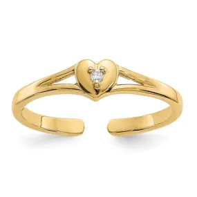 10K Yellow Gold Toe Ring Heart Shaped