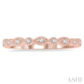 1/10 Ctw Marquise & Circular Mount Round Cut Diamond Stackable Band in 14K Rose Gold