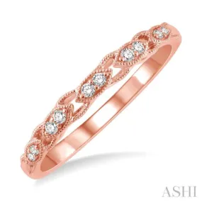 1/10 ctw Marquise Shape Cutwork Round Cut Diamond Wedding Band in 14K Rose Gold