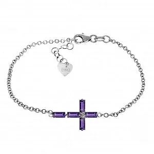 1.15 Carat 14K Solid White Gold Ave Maria Amethyst Bracelet