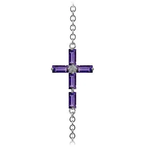 1.15 Carat 14K Solid White Gold Ave Maria Amethyst Bracelet