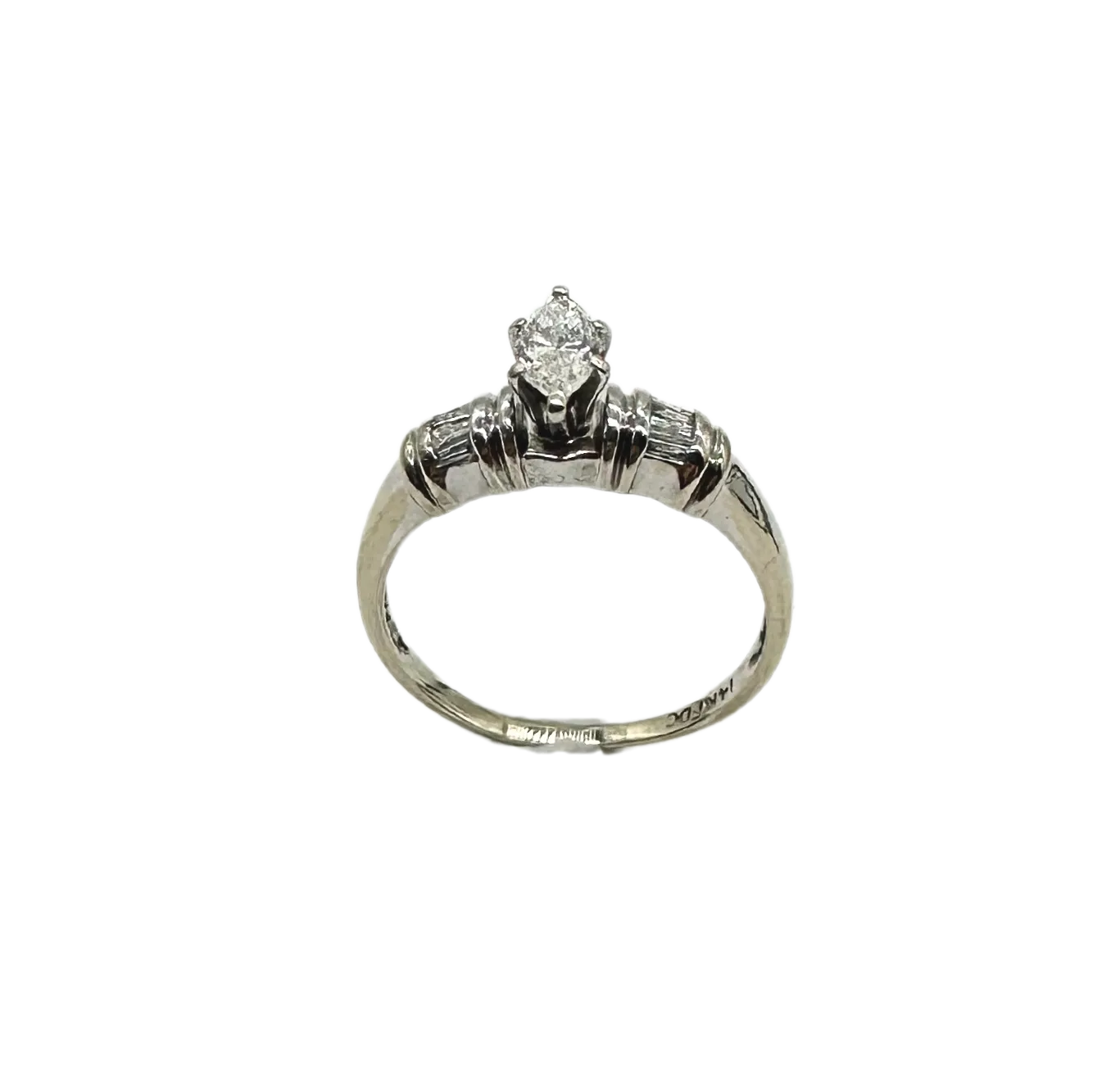 1/2 CTW Marquise and Baguette Diamond Ring in 14k White Gold