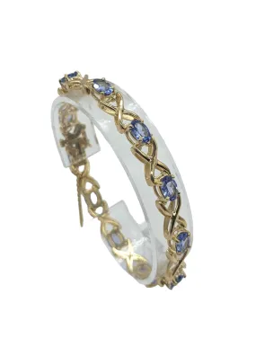 14 Karat Gold and Tanzanite X Link Bracelet