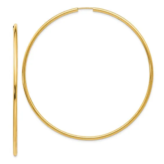 14K Endless 69 mm Wide 2 mm thick Hoop Earrings