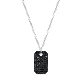 14K Gold Black Diamond Dog Tag Pendant