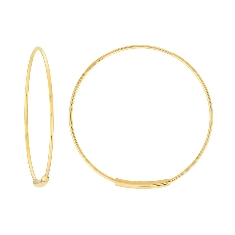 14k Gold Endless Wire Hoop Earrings