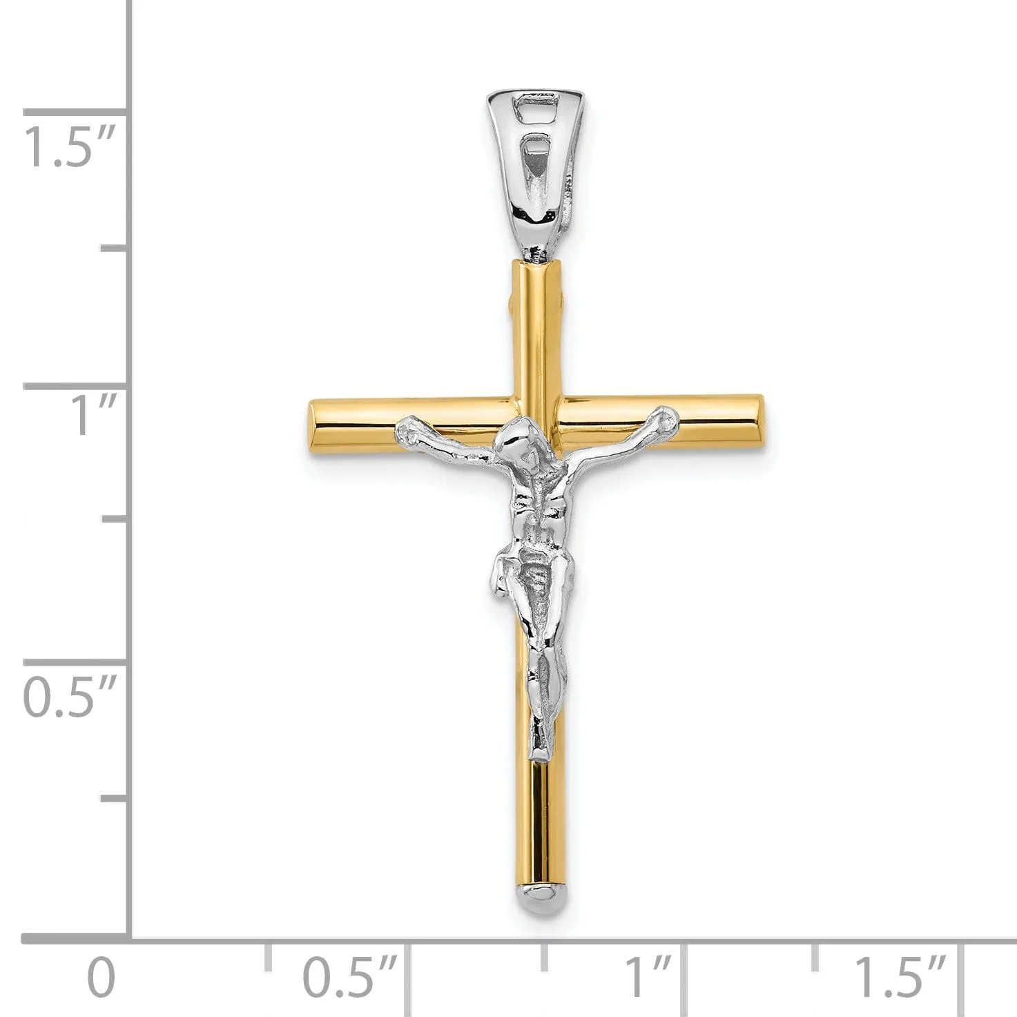 14k Two Tone Gold Polished Crucifix Pendant