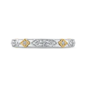 14K Two Tone Gold Round Diamond Wedding Band