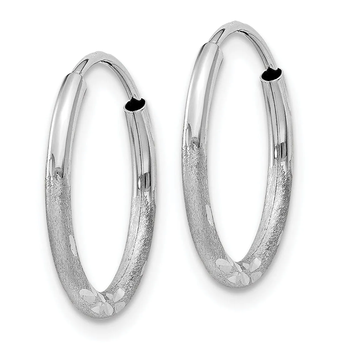 14k White Gold 1.5MM D.C Endless Hoop Earrings 1.5mm x 14mm