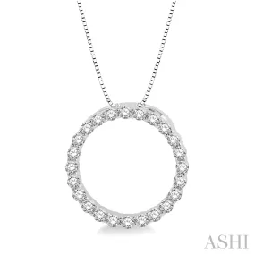 14K White Gold Diamond Circle of Love Pendant, 0.25 Carat TW