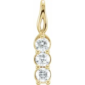 14K Yellow 1/2 CTW Natural Diamond Three-Stone Pendant