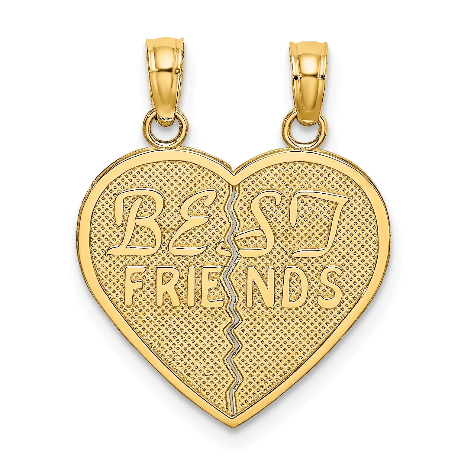 14k Yellow Gold BEST FRIENDS Break-a-part Heart Charm Pendant