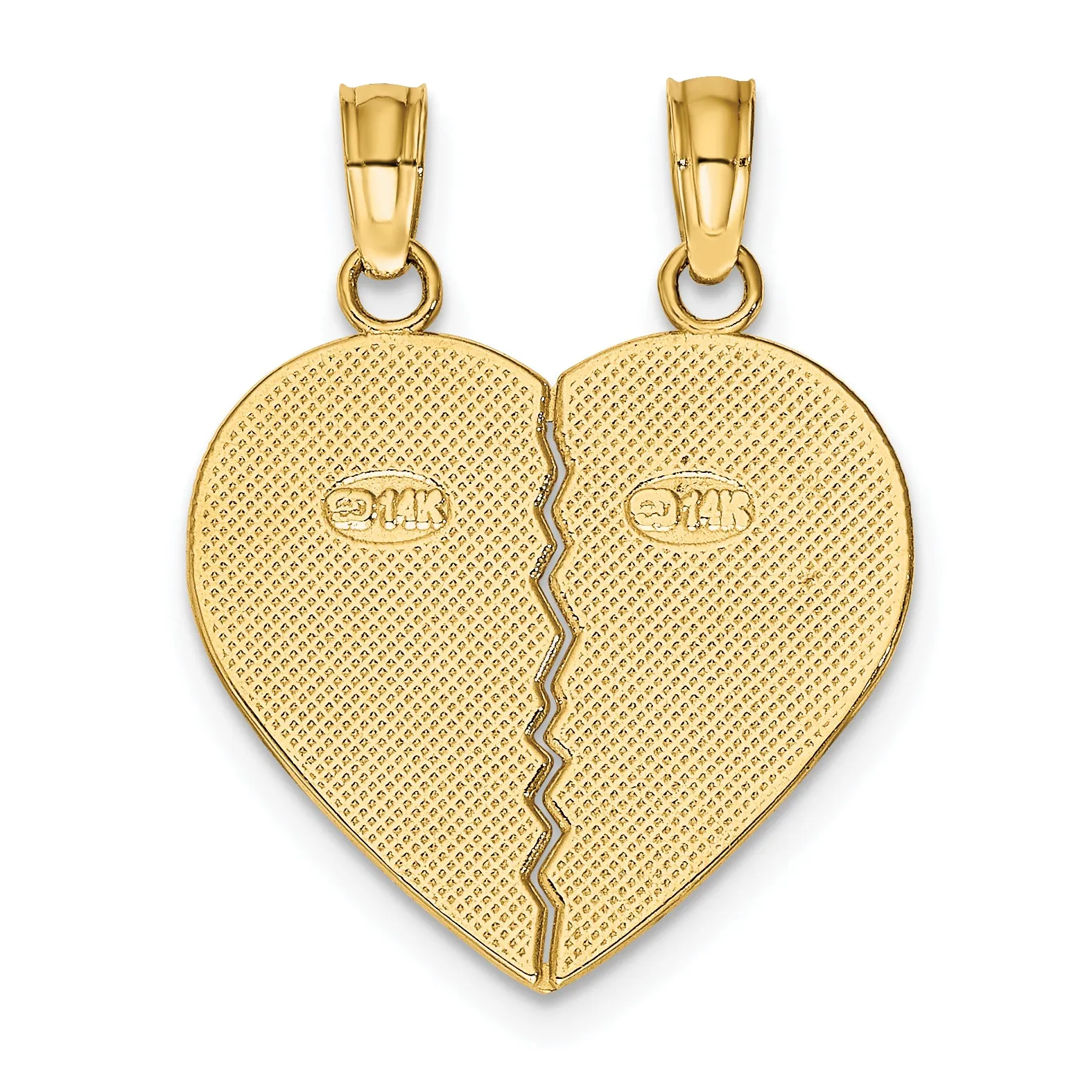 14k Yellow Gold BEST FRIENDS Break-a-part Heart Charm Pendant