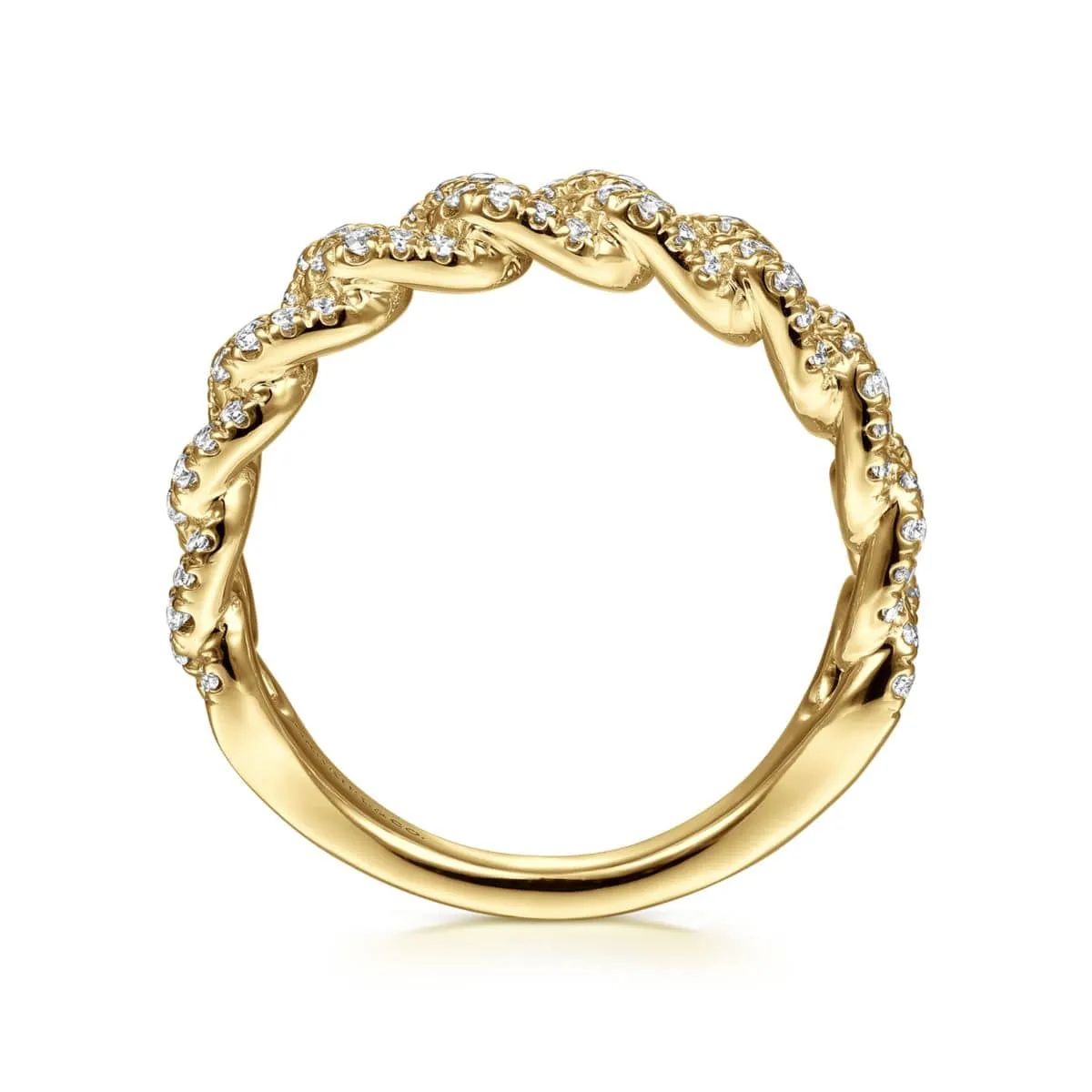 14K Yellow Gold Chain Link Stackable Diamond Ring - LR51181Y45JJ