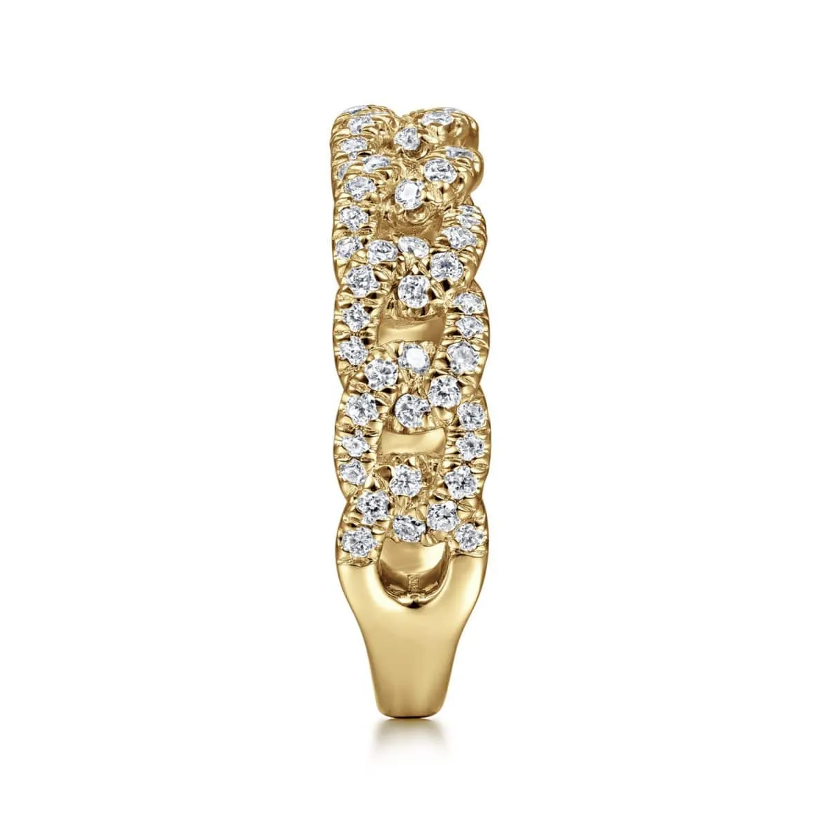 14K Yellow Gold Chain Link Stackable Diamond Ring - LR51181Y45JJ