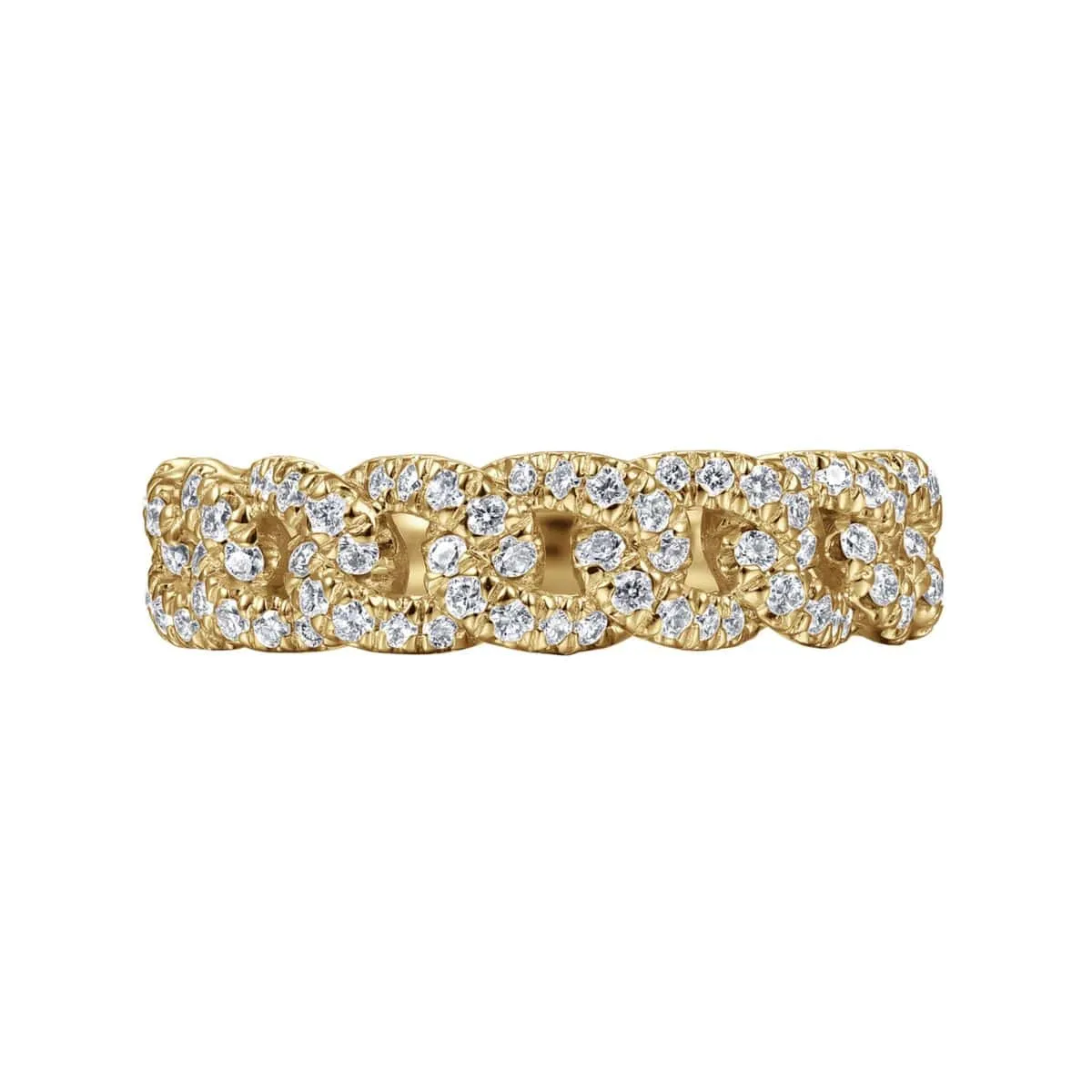 14K Yellow Gold Chain Link Stackable Diamond Ring - LR51181Y45JJ