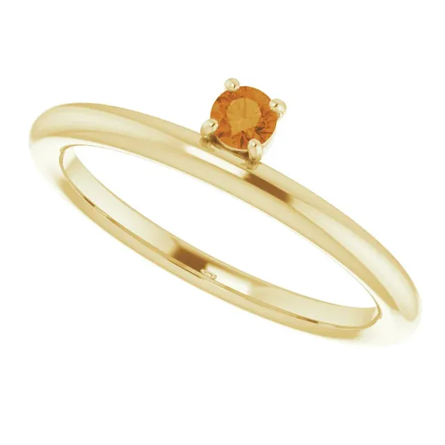 14K Yellow Gold Citrine Stackable Ring