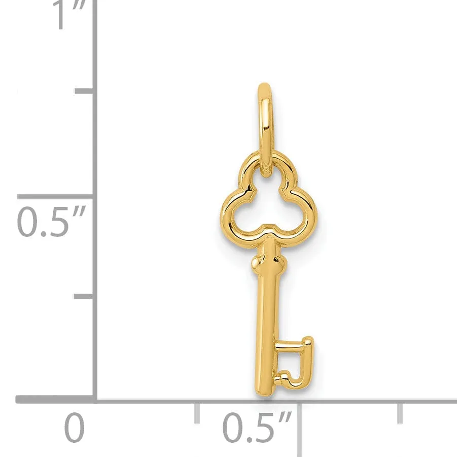 14K Yellow Gold Fancy Key Shape Design Letter J Initial Charm Pendant