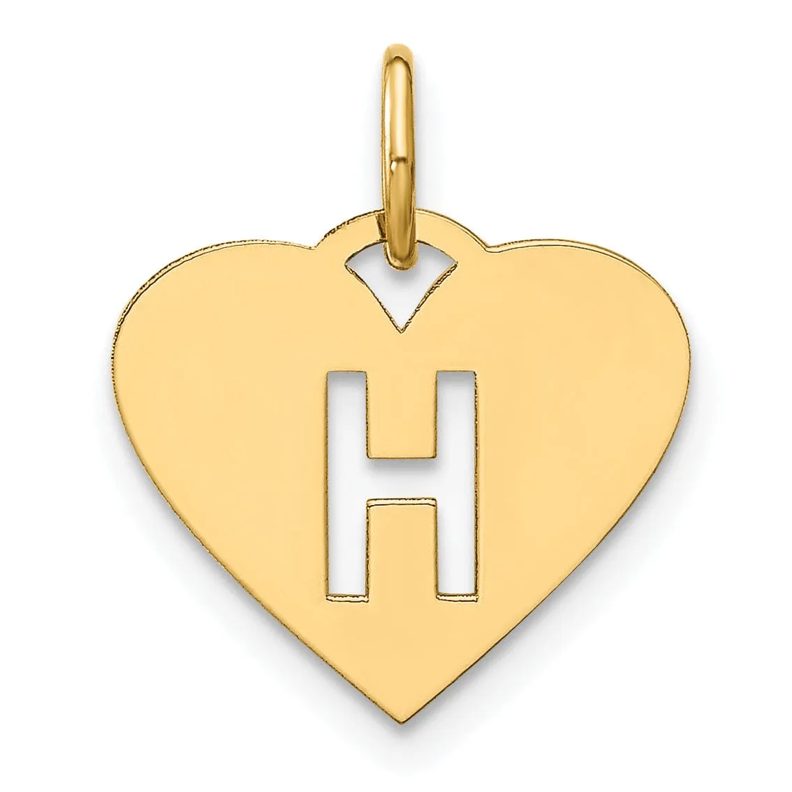 14k Yellow Gold Heart Cut-Out Letter H Initial Pendant