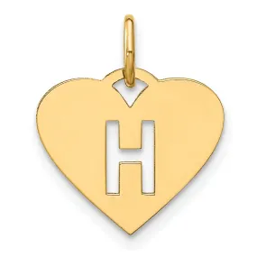 14k Yellow Gold Heart Cut-Out Letter H Initial Pendant