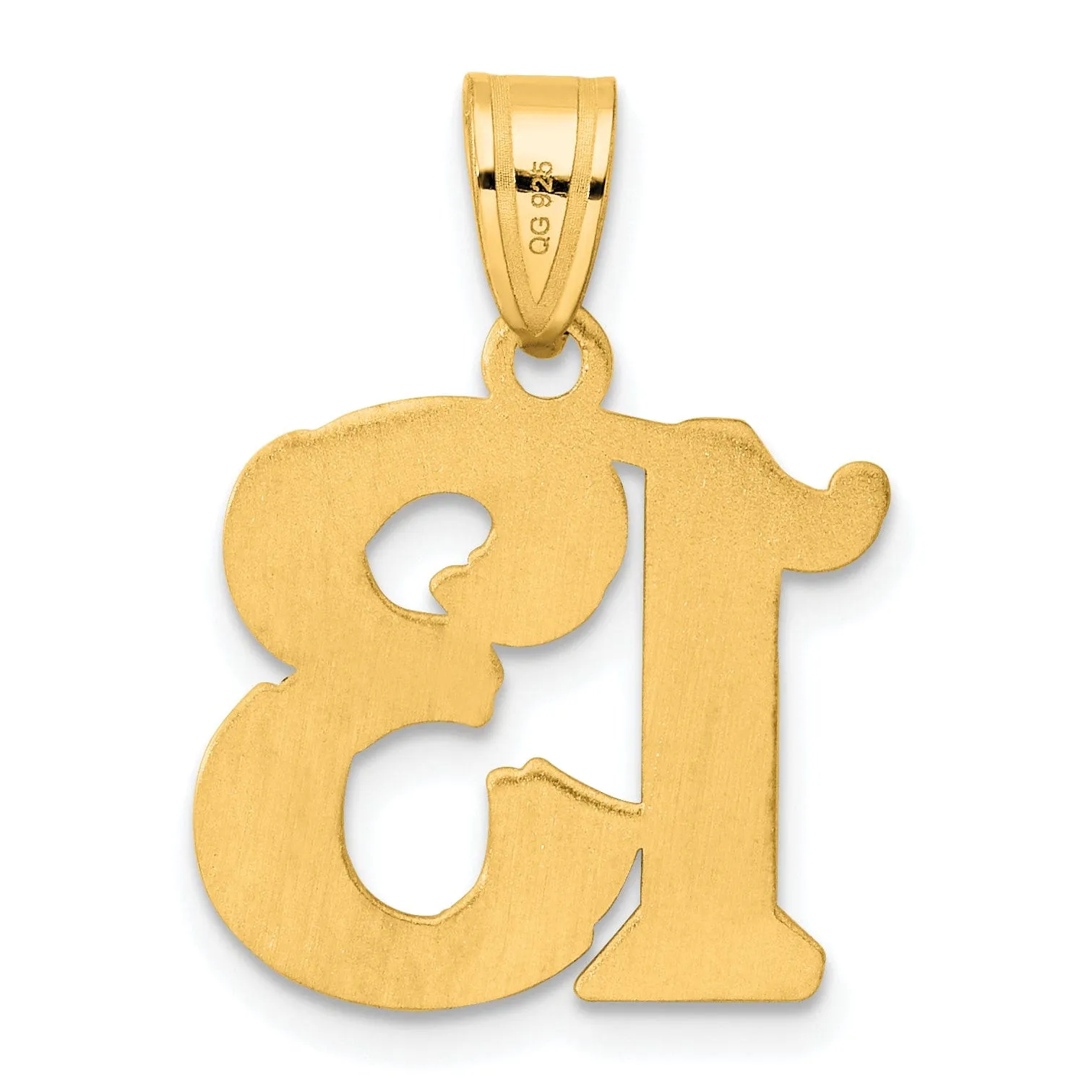 14k Yellow Gold Polished Etched Finish Number 13 Charm Pendant