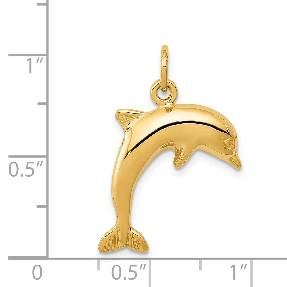 14k Yellow Gold Polished Finish Dolphin Charm Pendant