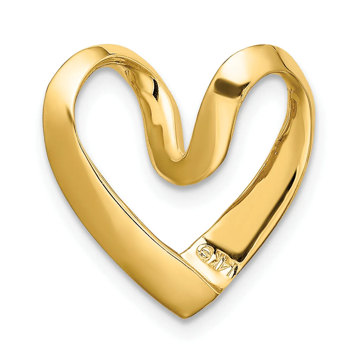 14k Yellow Gold Polished Finish Heart Design Slide Pendant