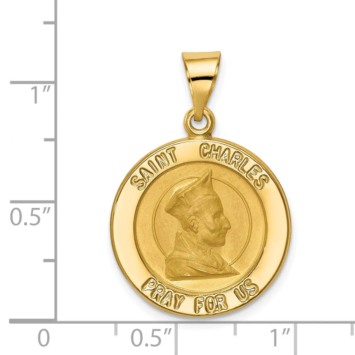 14k Yellow Gold Saint Charles Medal Pendant