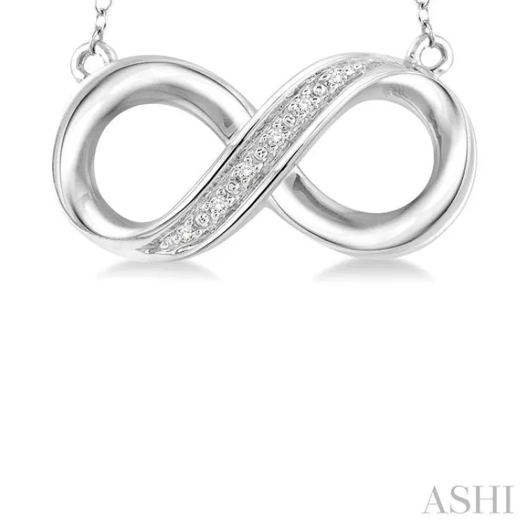 1/50 Ctw Round Cut Diamond Infinity Pendant in Sterling Silver with Chain