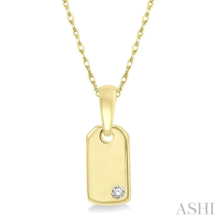 1/50 ctw Round Cut Diamond Tag Pendant With Chain in 10K Yellow Gold