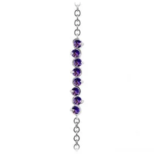 1.55 Carat 14K Solid White Gold Bracelet Natural Amethyst