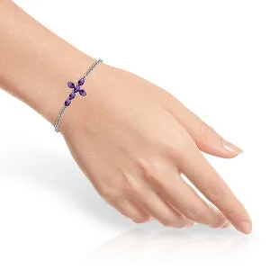 1.7 Carat 14K Solid White Gold Cross Bracelet Natural Amethyst