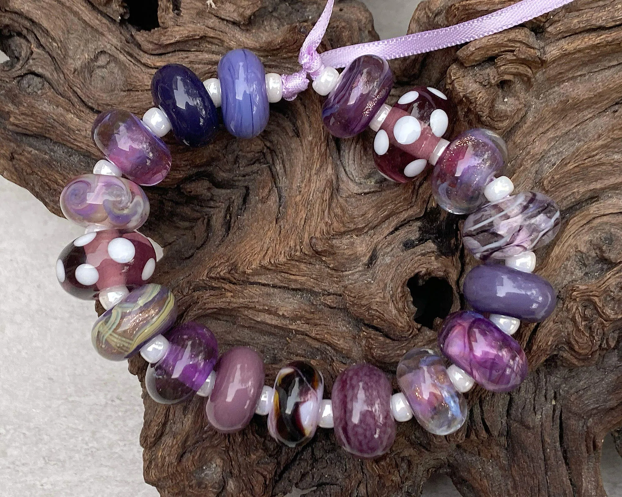 17 Purple Orphan Lampwork Beads Set SRA