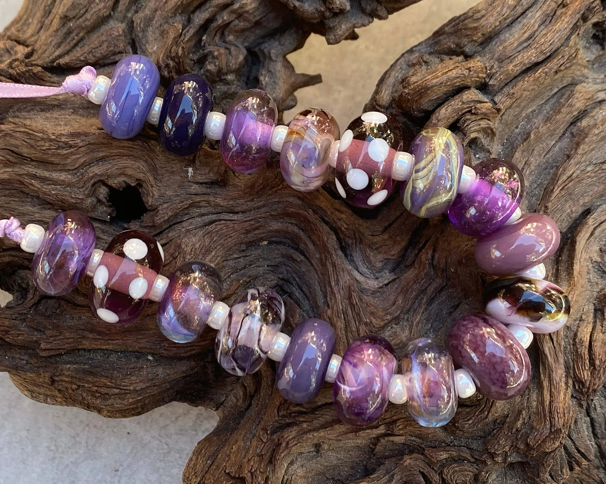 17 Purple Orphan Lampwork Beads Set SRA