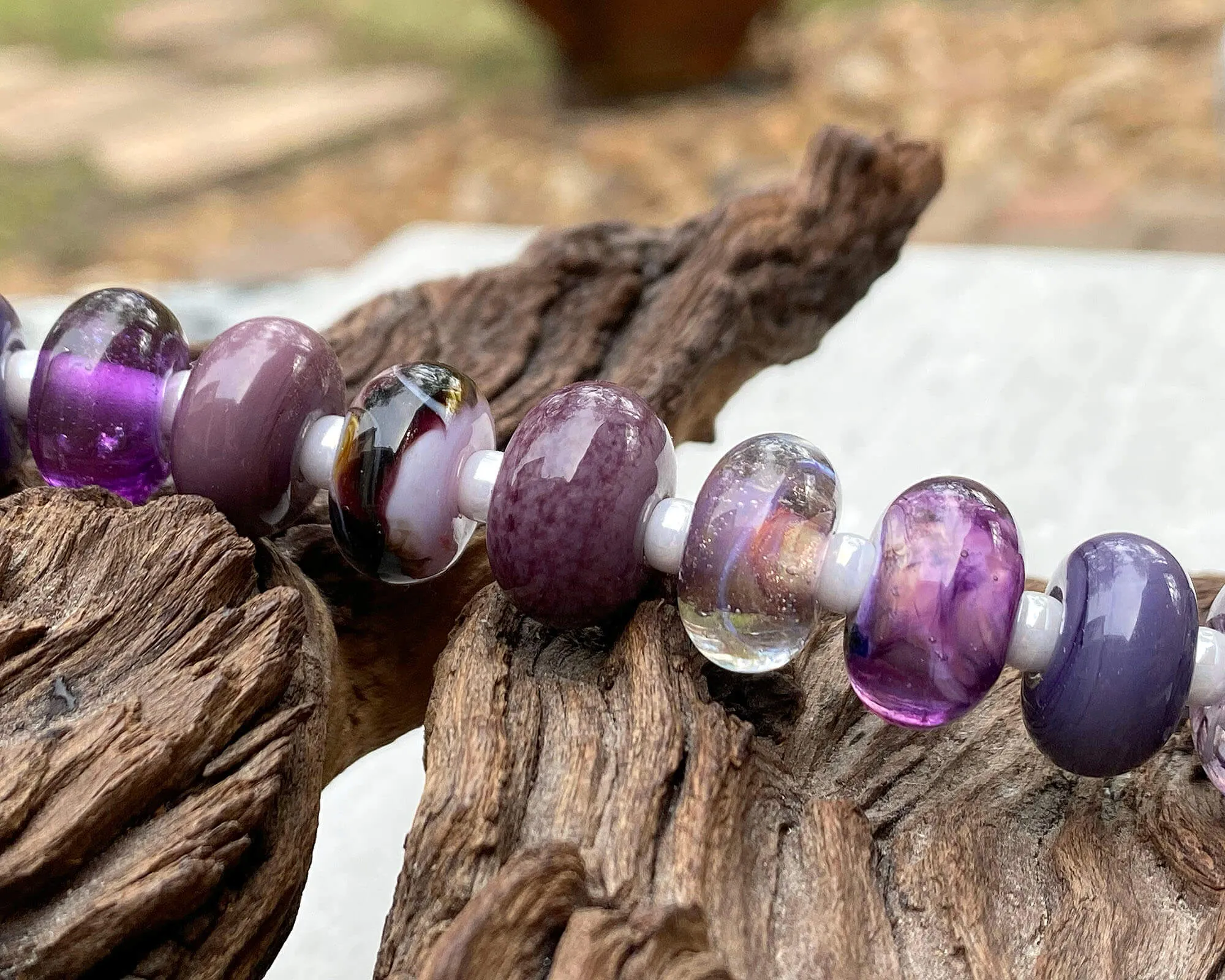 17 Purple Orphan Lampwork Beads Set SRA