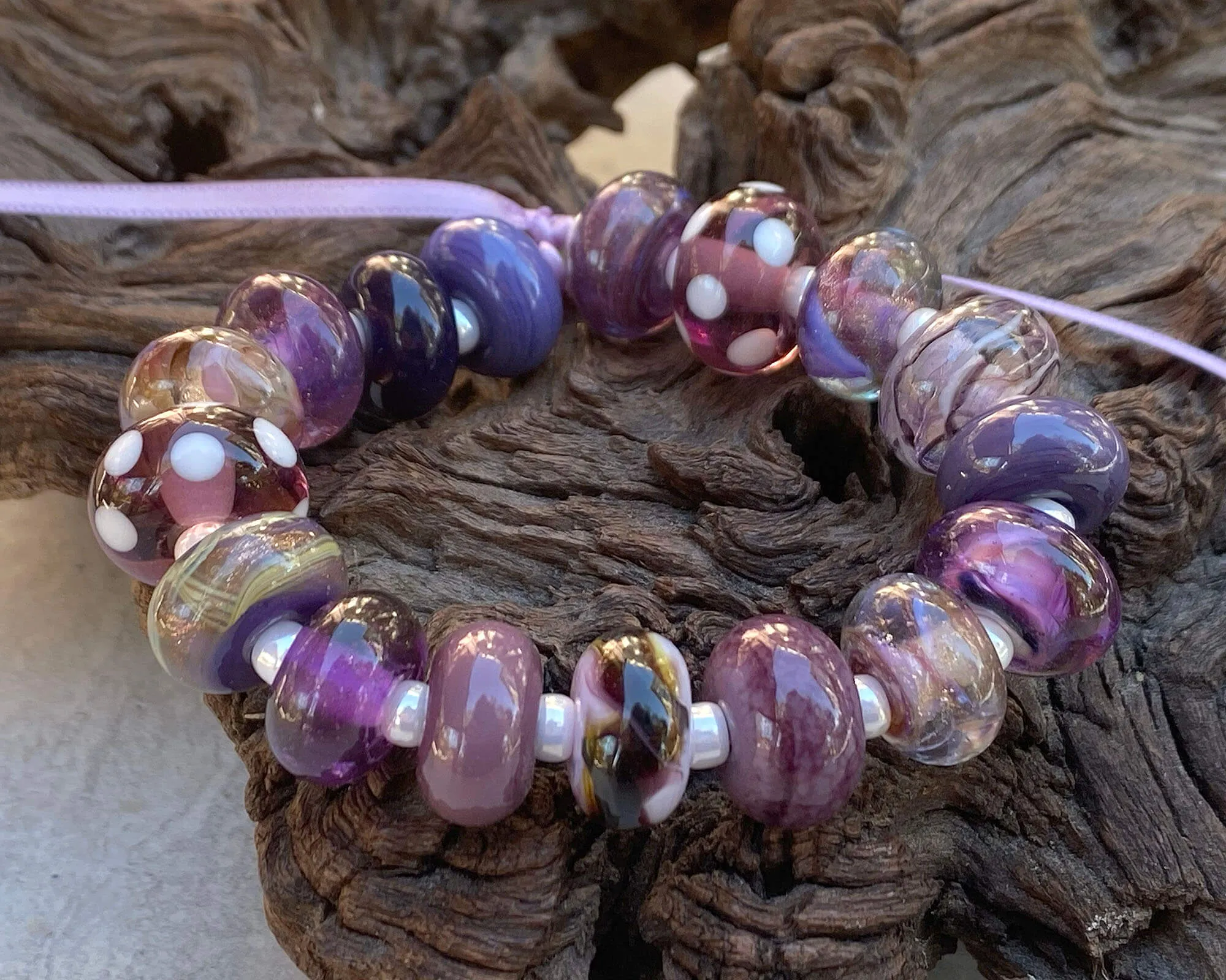 17 Purple Orphan Lampwork Beads Set SRA