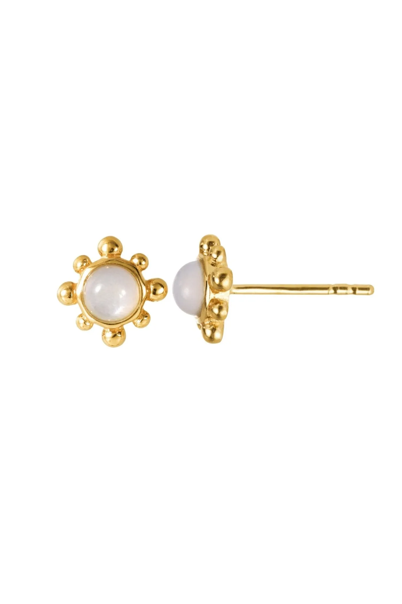 18ct Gold Plated Sterling Silver Moonstone Stud Earrings