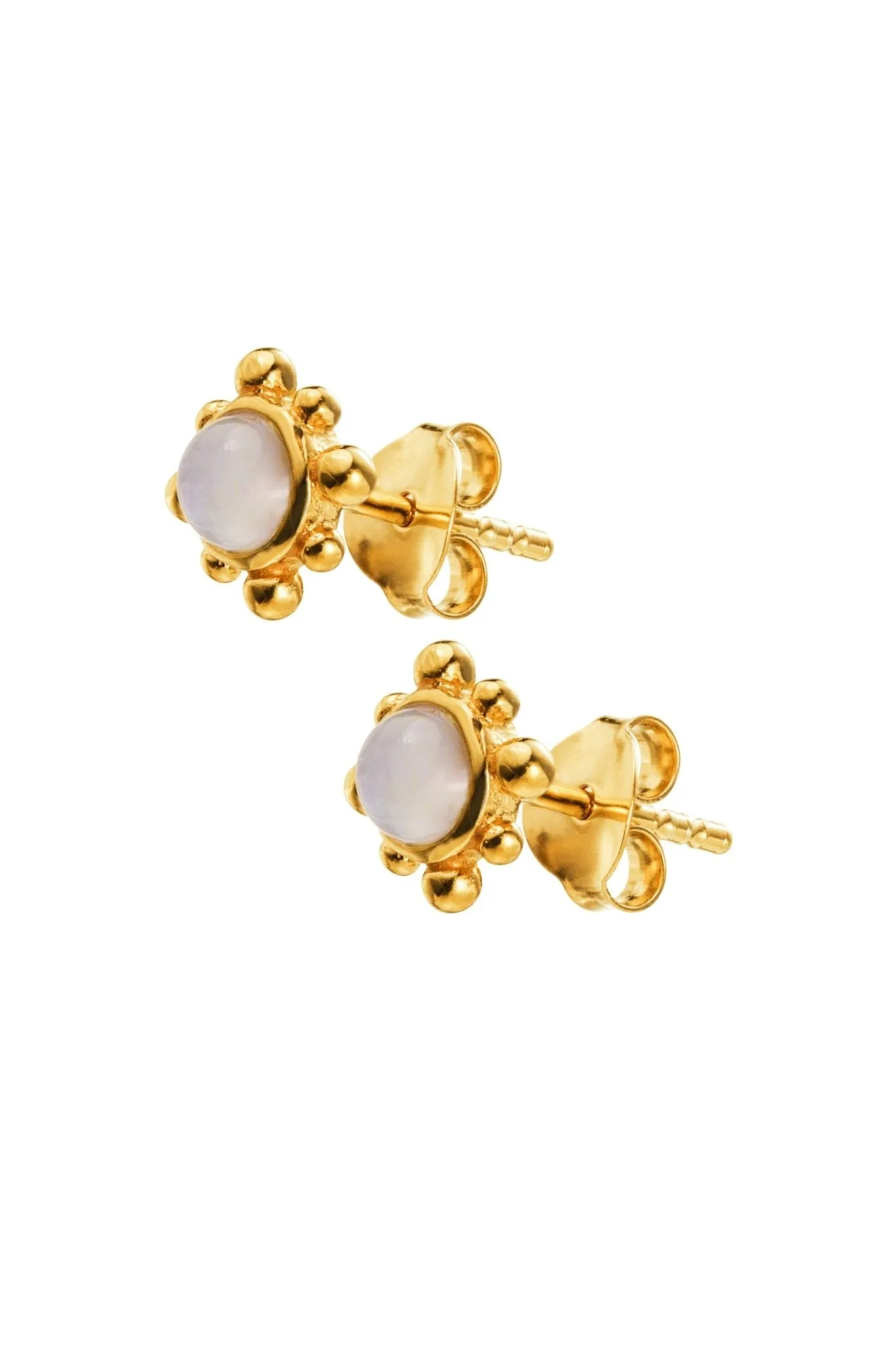 18ct Gold Plated Sterling Silver Moonstone Stud Earrings