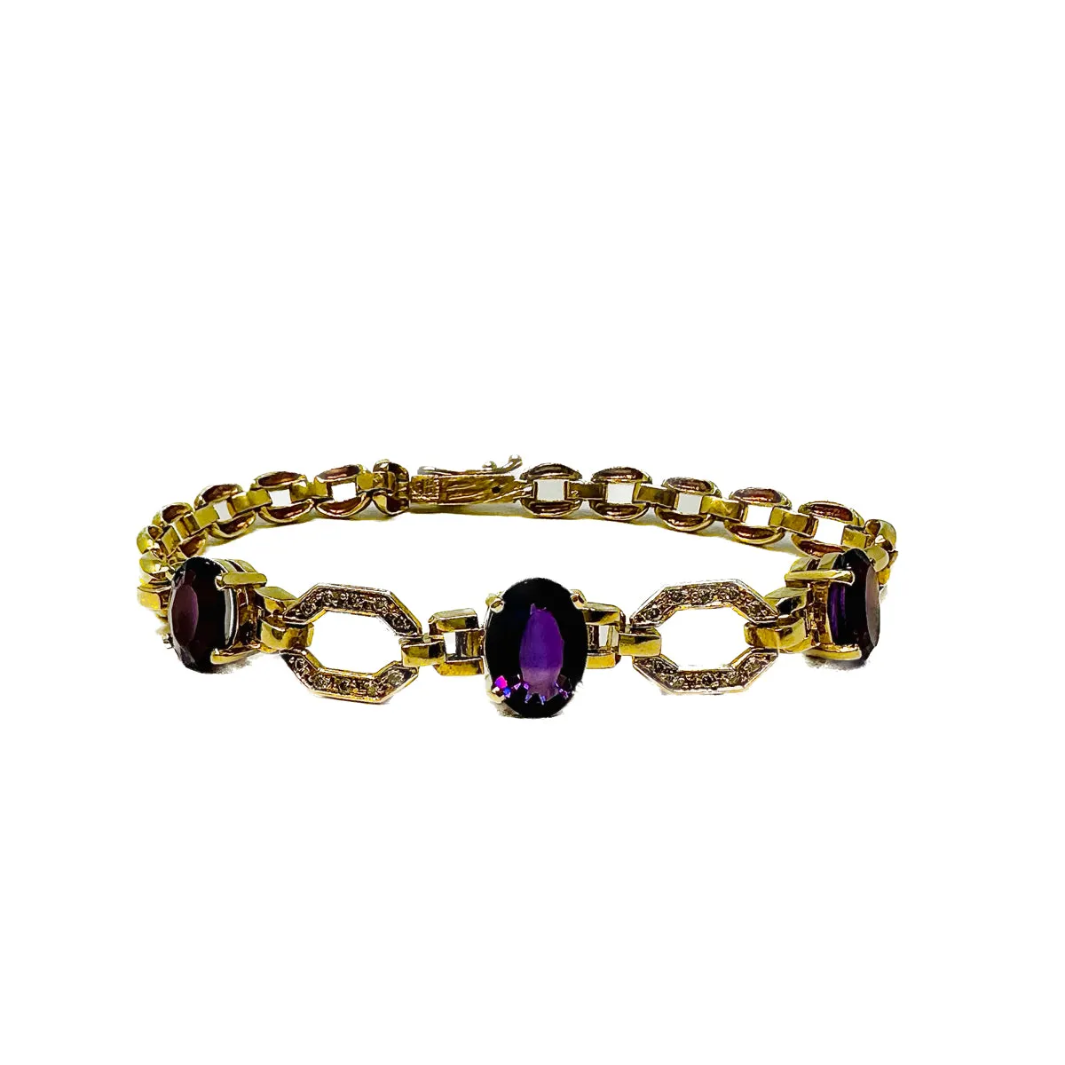 18K Gold Bracelet with Amethyst and Diamonds