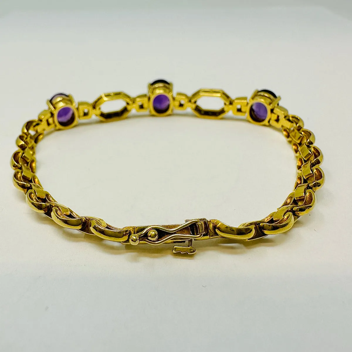 18K Gold Bracelet with Amethyst and Diamonds