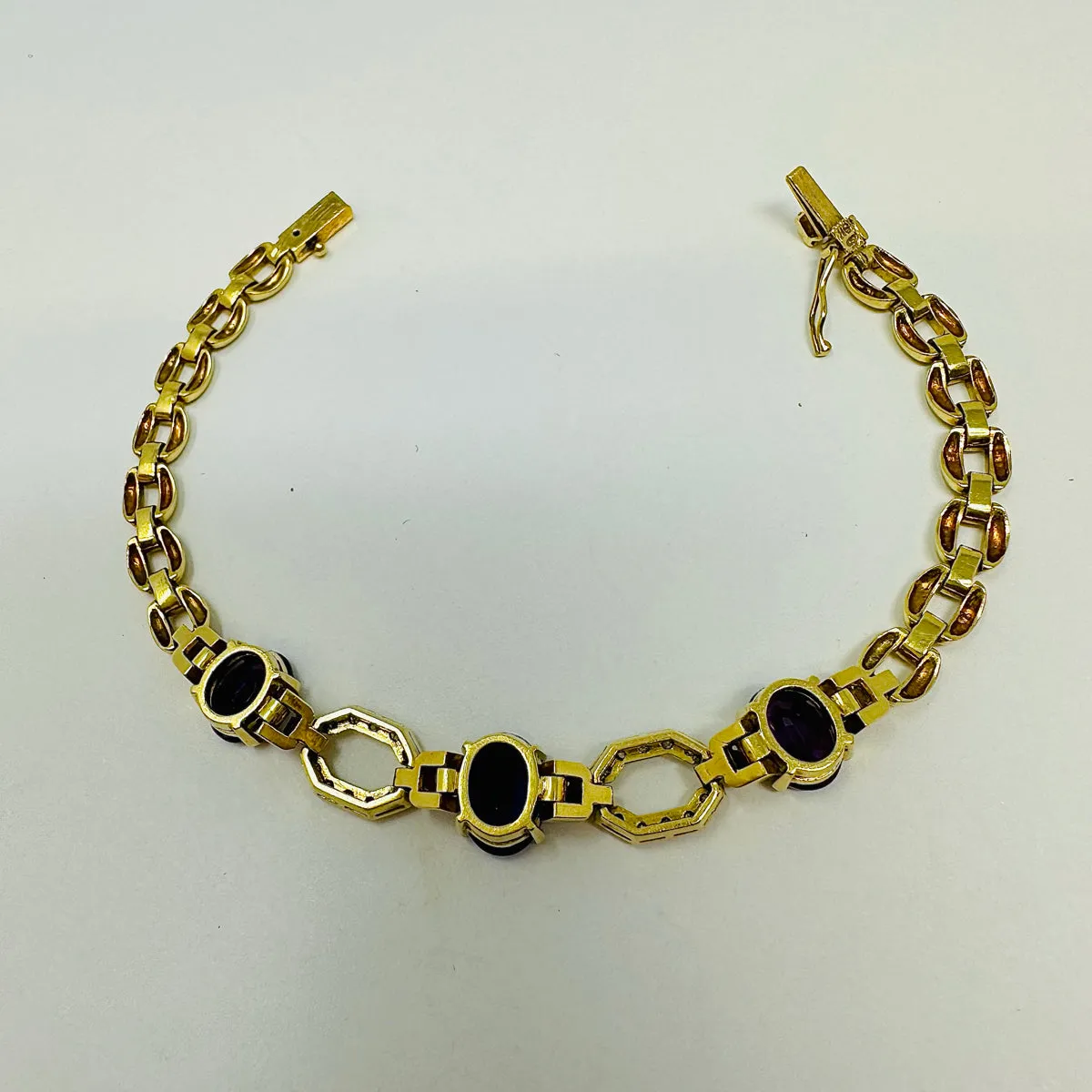 18K Gold Bracelet with Amethyst and Diamonds