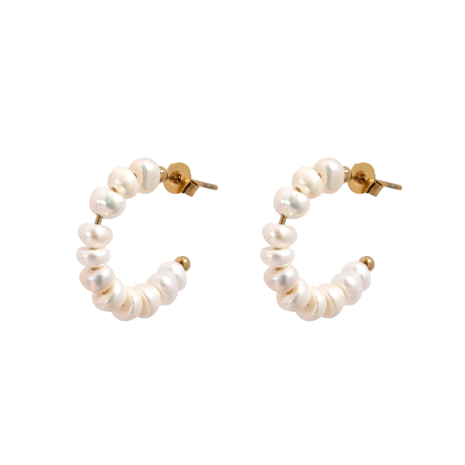 18K Gold-Filled Baroque Pearl Hoop Earrings