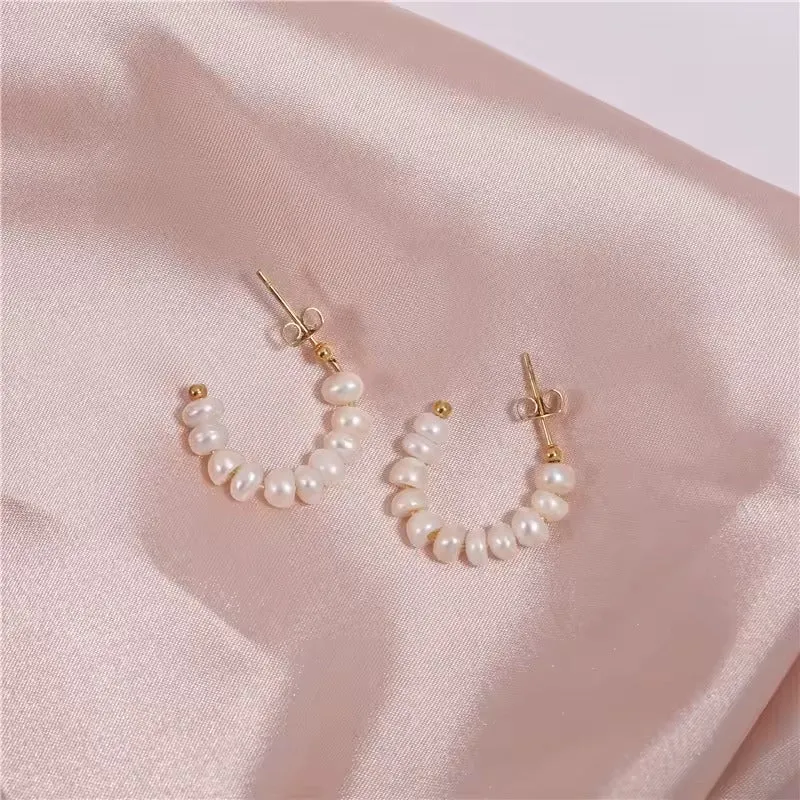 18K Gold-Filled Baroque Pearl Hoop Earrings