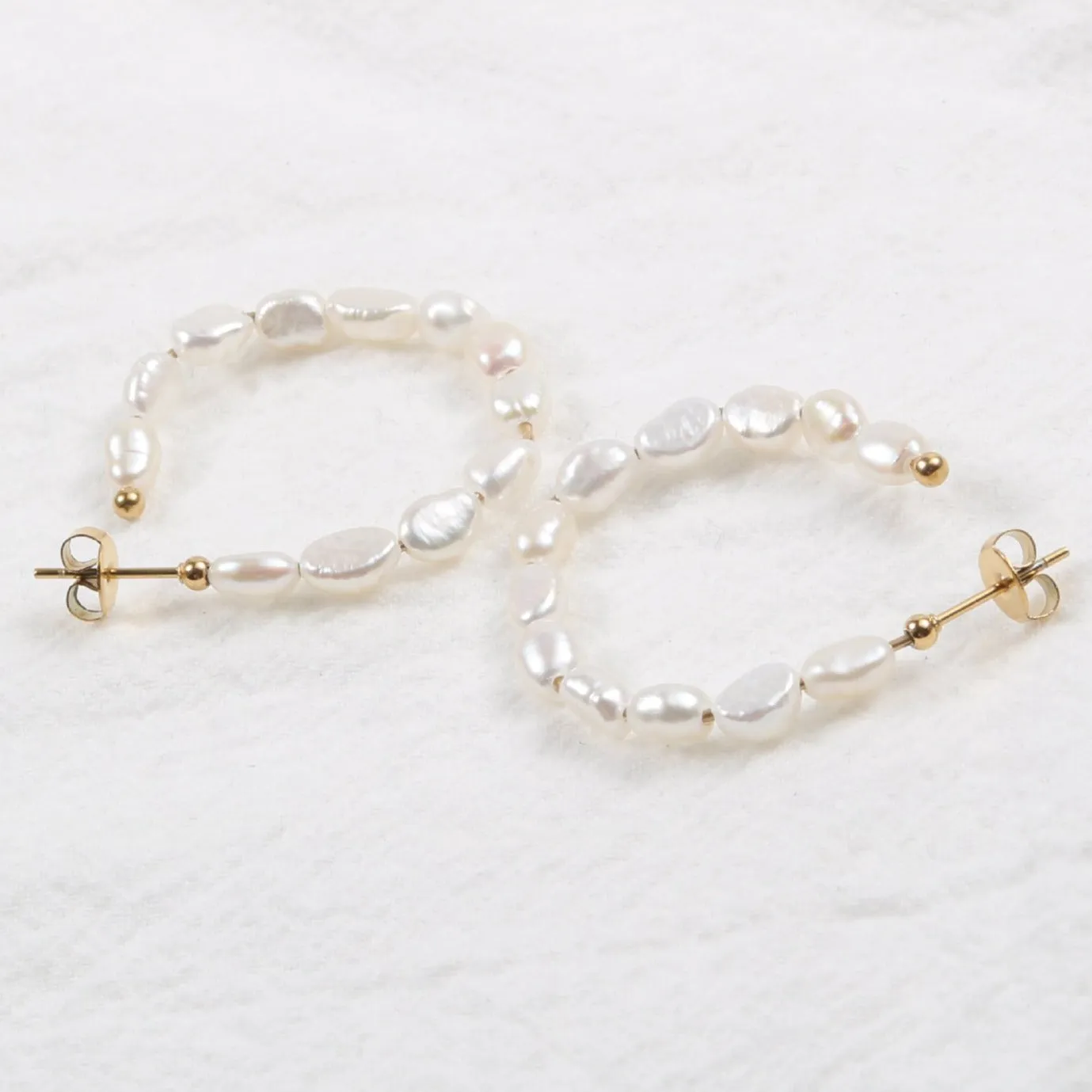 18K Gold-Filled Baroque Pearl Hoop Earrings