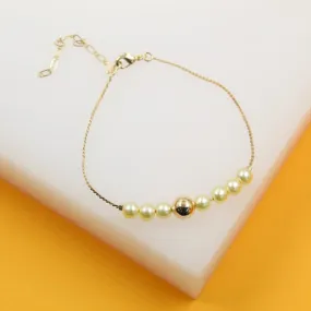 18K Gold Filled Pearl Beaded Bracelet (I93)